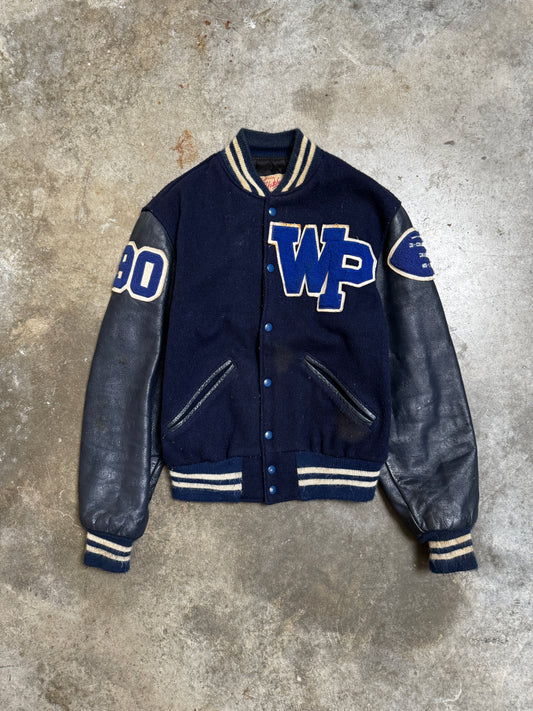 (M) Vintage Leather Patched Varsity Jacket