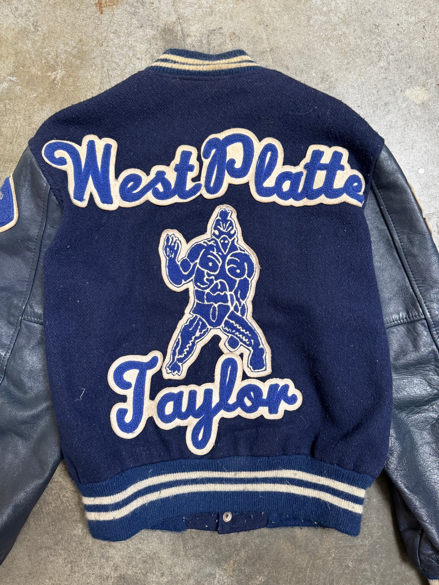 (M) Vintage Leather Patched Varsity Jacket