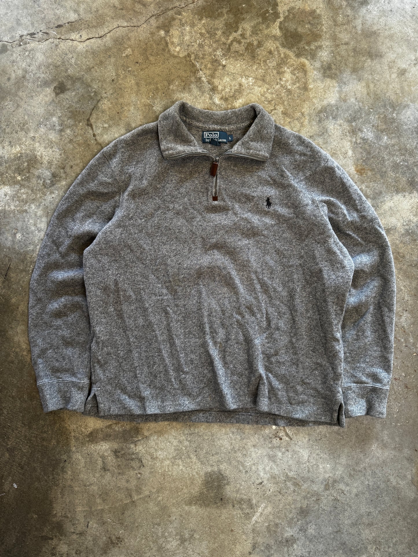 (L) Vintage Polo Quarter-Zip Sweater