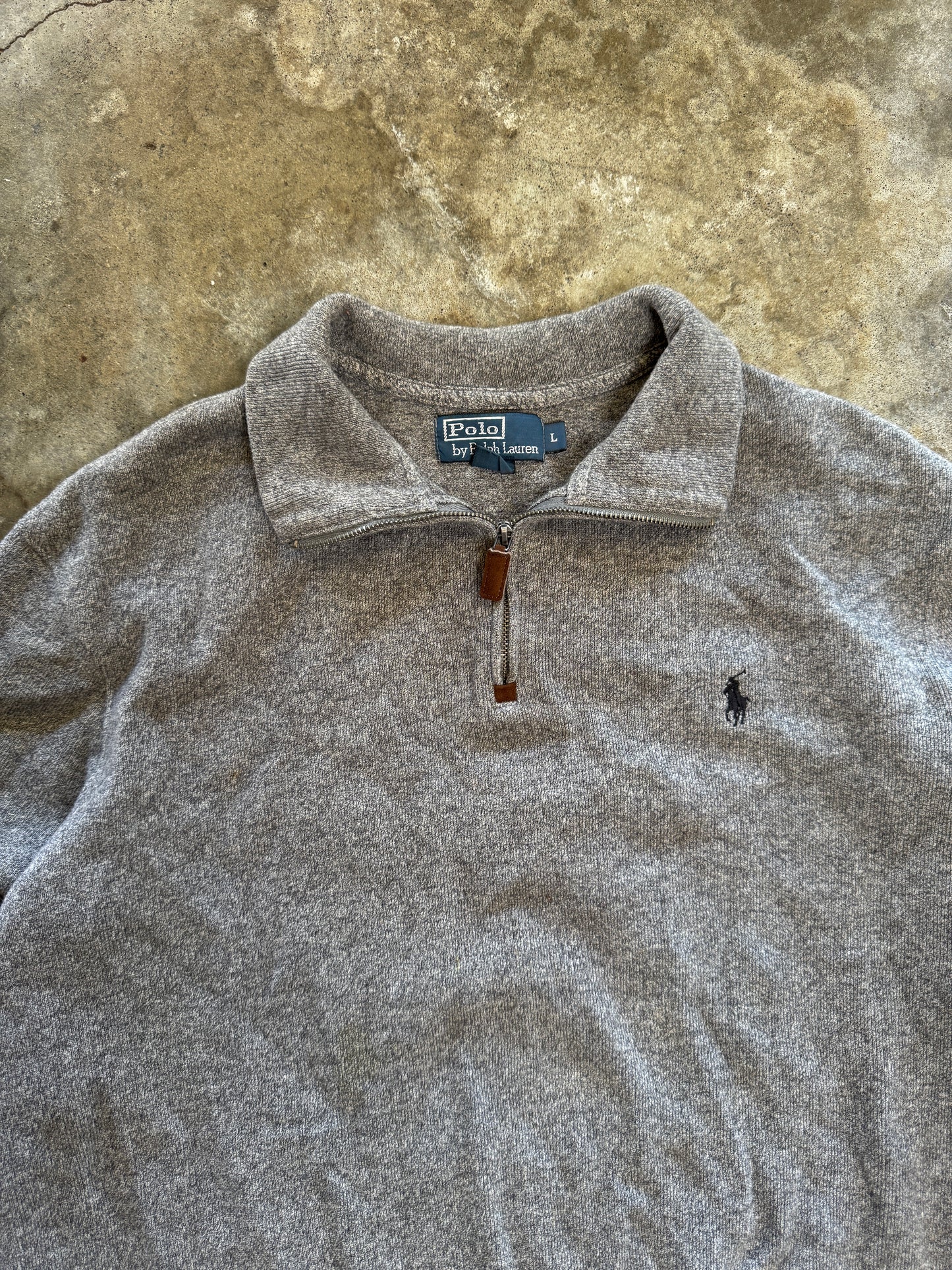 (L) Vintage Polo Quarter-Zip Sweater