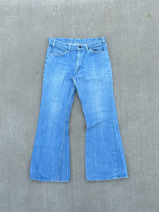 (31 x 30) Vintage 80s Levi Orange Tabs Light Wash Flared Jeans